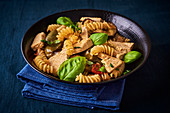 Spiral pasta with tofu and vegetables