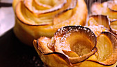 Apple roses in puff pastry being made