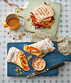 Pitta bread and wraps filled with fish fingers