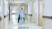 Nurse pushing wheelchair