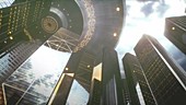 Alien spaceship over a city