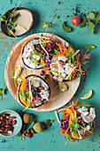 Thai Chicken Vegetable Salad in coconut shell