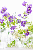 Posies of campanula and lady's mantle