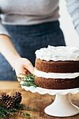 Gingerbread cake with cranberries and frosted icing