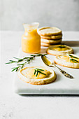 Rosemary sables with lemon curd