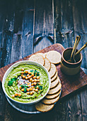 Avocado Hummus served with Oatcakes