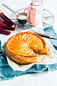 Rhubarb and almond pithivier