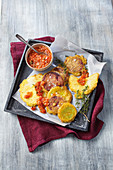 Vegetable piccata with tomato sauce