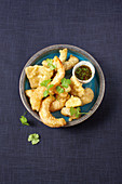 Vegetable tempura with a soya and coriander dip