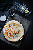 Crepes with butter and jam
