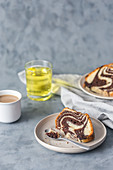 Chocolate and vanilla swirl cake