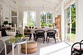 Conservatory decorated in Scandinavian style