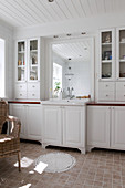 White country-house-style bathroom cabinets