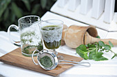 A herbal drink in a glass