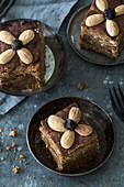 Honey cake with almonds and dried fruit