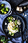 Pasta with Brussels sprouts and gorgonzola sauce