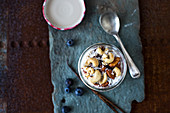 Overnight oats with nuts and blueberries