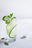 Gin and tonic with cucumber and mint