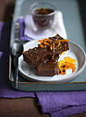 Chocolate fondant with orange and pepper syrup