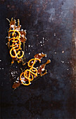 Toffee salted pretzels for decorating cakes