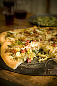 Cabbage Pizza with Pancetta Onion Cheese