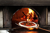 Pizza in a wood oven