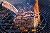 Tomahawk steak on the grill