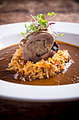 Stuffed Breast of Grouse on Curried Rice with Curry Sauce
