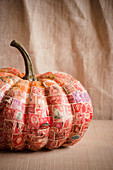 Pumpkin decorated with red stamps