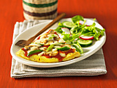Pizza frittata with salad