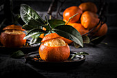 Italienisches Mandarineneis in ausgehöhlter Mandarine
