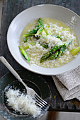 Risotto with green asparagus