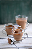 Mousse au chocolat in glass cups