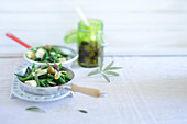 Green beans with feta cheese and olives