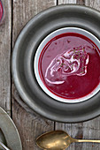 Beetroot soup with cream and thyme