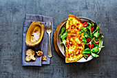 A mushroom omelette with a side salad (gluten-free)