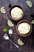 Lime and white chocolate ice cream