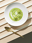 Romanesco broccoli soup with pine nuts