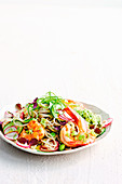 Soba noodle and prawn salad with edamame pesto