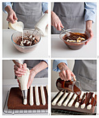 Einen Schokoladen-Kaffee-Kuchen mit Vanille-Buttercreme (Bumpy cake) backen