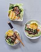 Rice noodle salad with beef and pineapple