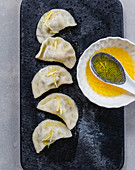 Chinese dumplings with lemon and ginger butter