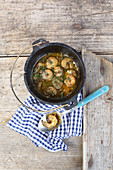 Shrimp cooked in a Dutch oven