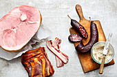 Pork: sausage, ham, bacon, lard
