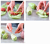 Classic cabbage roulade being wrapped