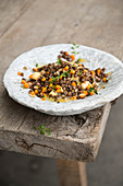 Lentil salad with pears and juniper berries
