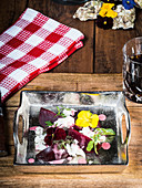Beetroot with goat's cheese and mixed wild herbs