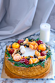 Christmas cake with mandarins