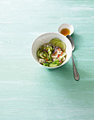 Courgette noodle soup with bok choy