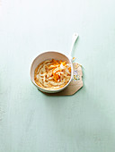 Carrot cake bowl with bananas and pineapple